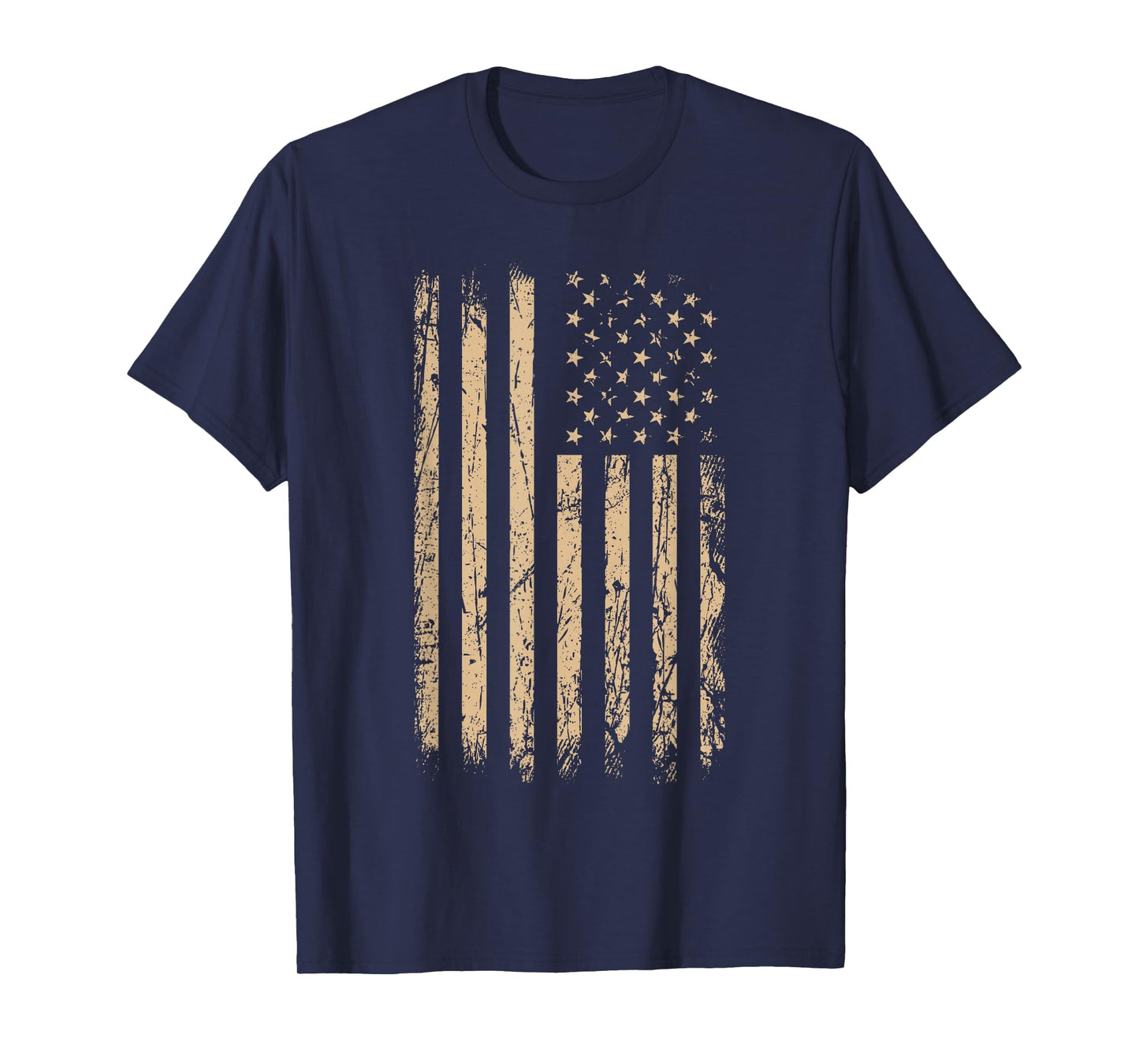 Tan Stars & Stripes Vertical Tan Color Graphic T-Shirt