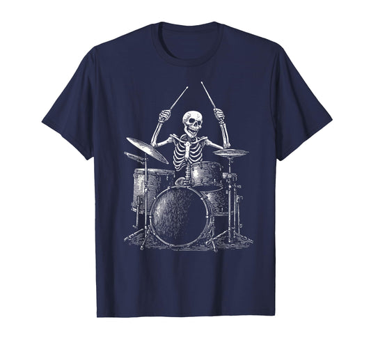 Vintage Skeleton Drums Percussionist Drummer Halloween Drum T-Shirt