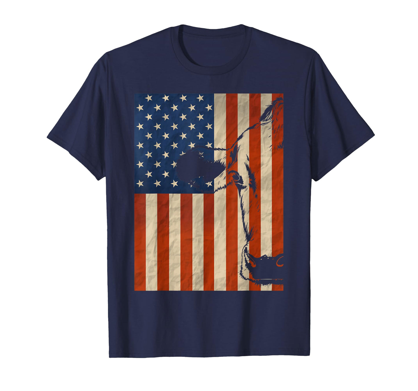 Cow American Flag Cattle Animal Lover Patriotic 4th of July T-Shirt