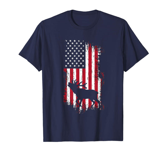 American Moose Hunter - USA Vintage Flag Patriotic Women Men T-Shirt