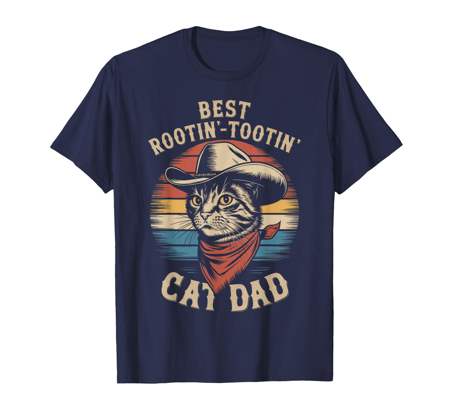 Cat Dad Cat Shirt Funny Fathers Day Cowboy Rootin Tootin T-Shirt