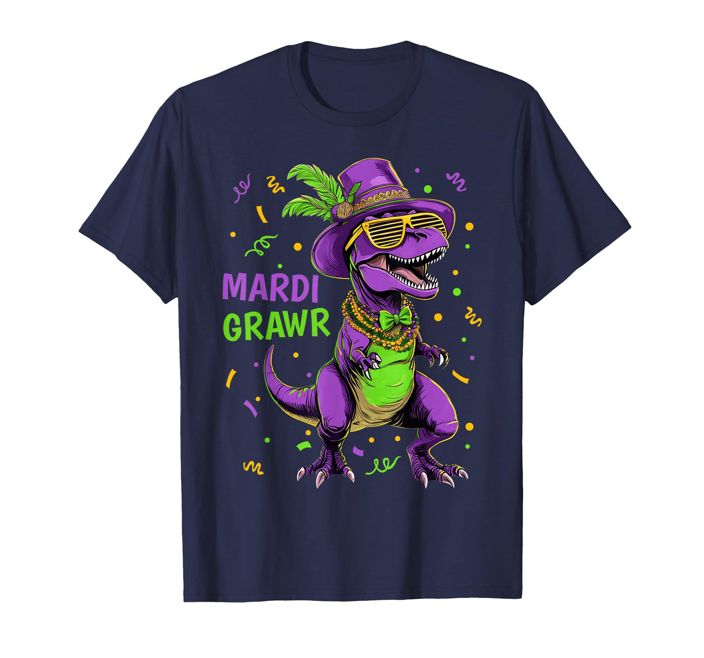 Mardi Grawr T-Rex Dino Costume Toddler Boys Kids Mardi Gras T-Shirt