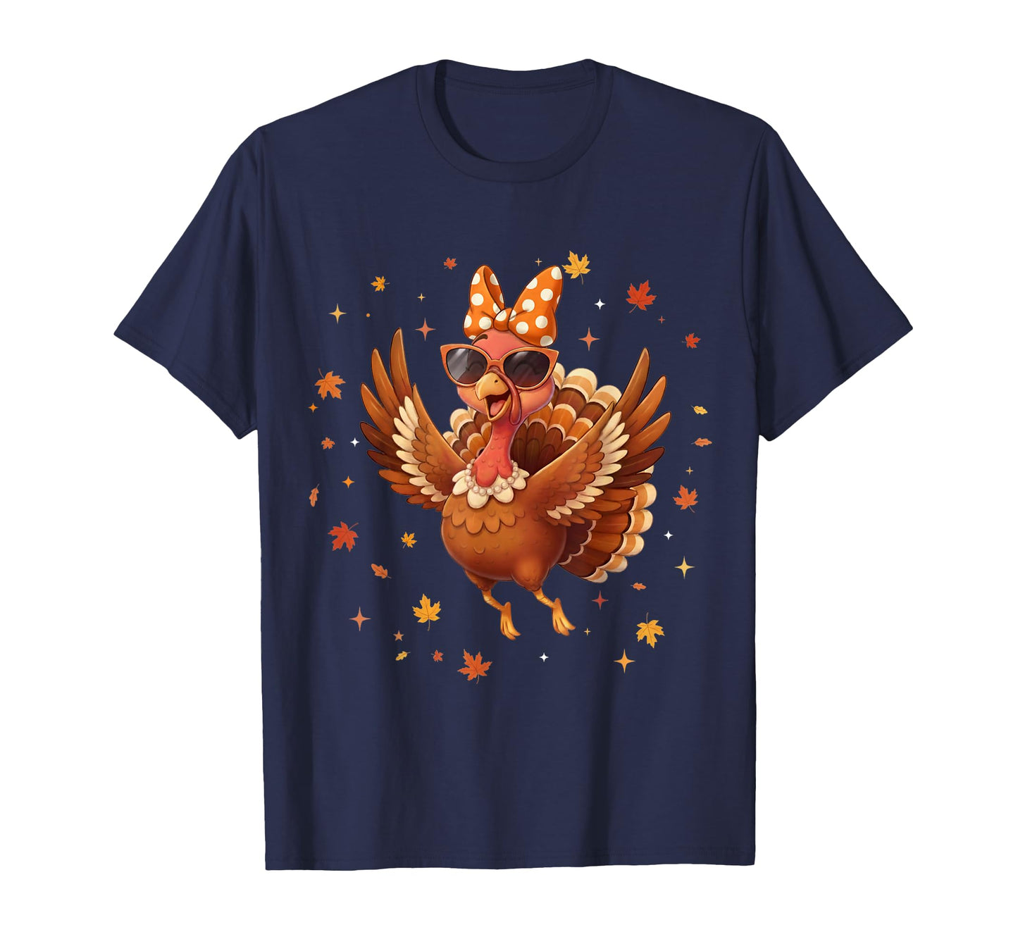 Funny Thanksgiving Fall Happy Turkey Dancing Coquette Bow T-Shirt