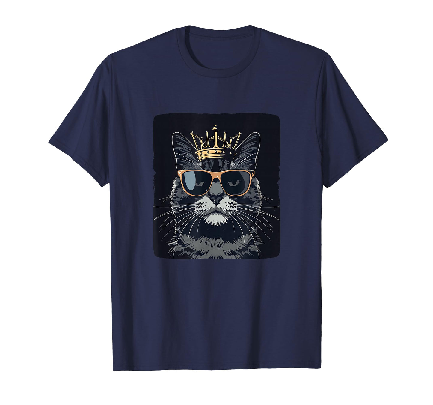 Funny Sunglasses Cat King with a Silly Crown T-Shirt