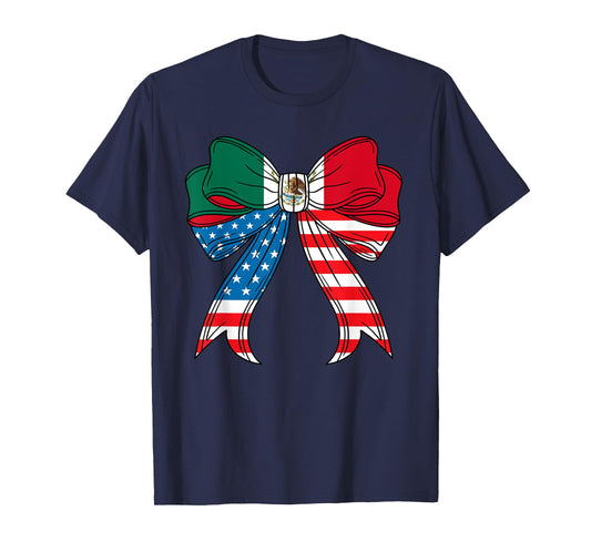 Half Mexican And American Mexico America Usa Women Girl Bow T-Shirt