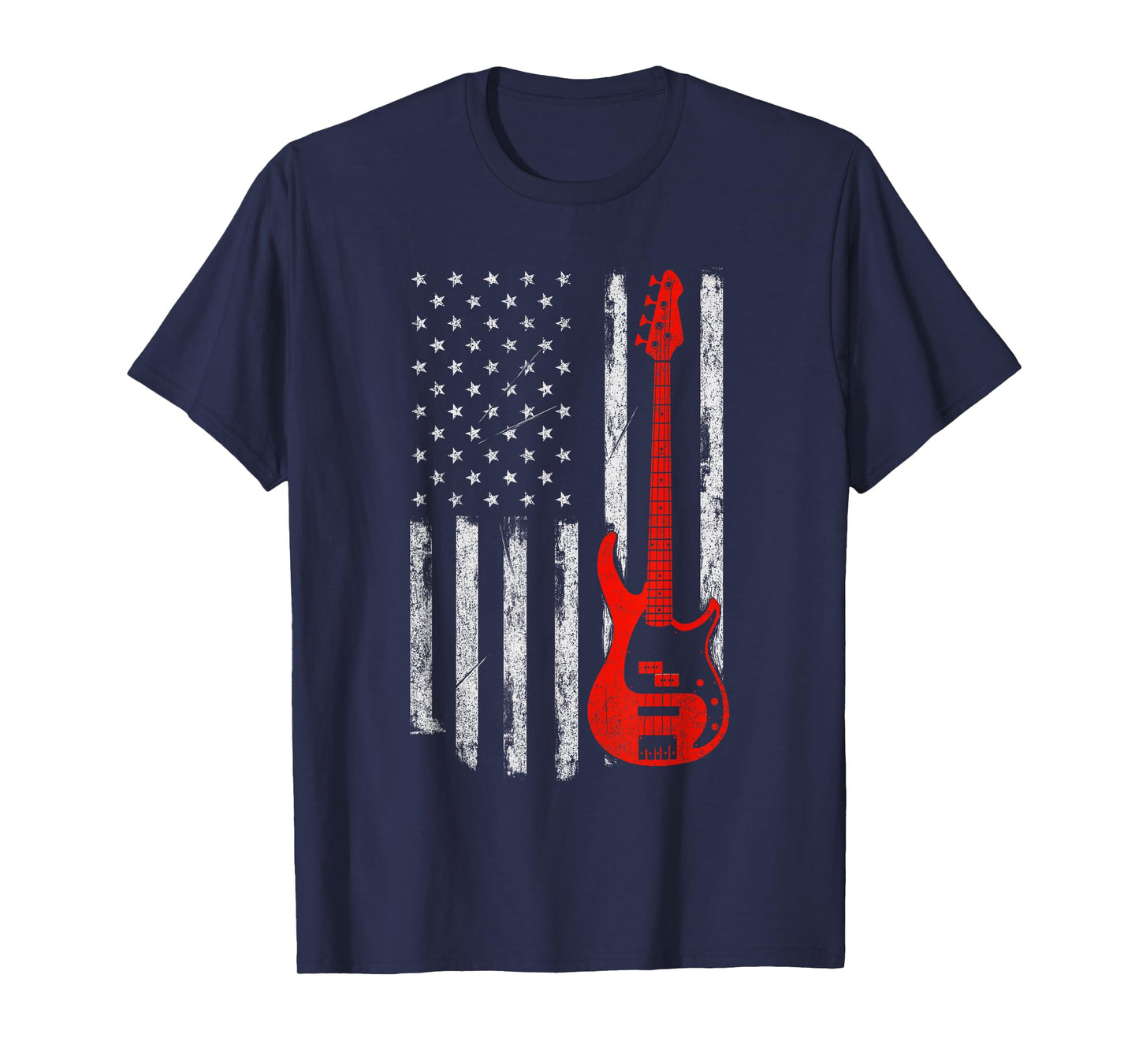 Bassist - USA American Flag Bass Guitar Player Musician T-Shirt