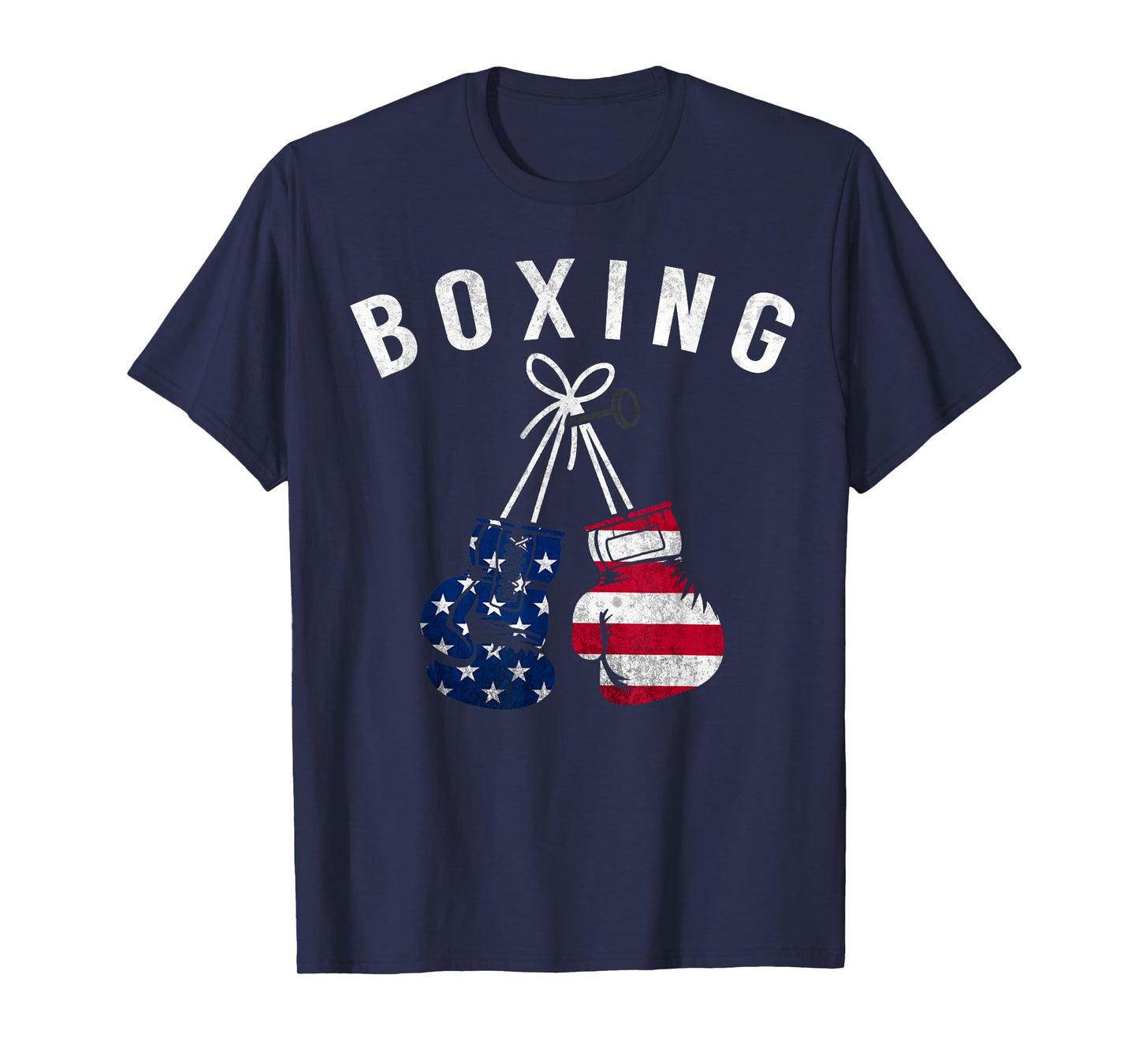Boxing Gifts For Him Dad Men Box Gloves American Flag USA T-Shirt
