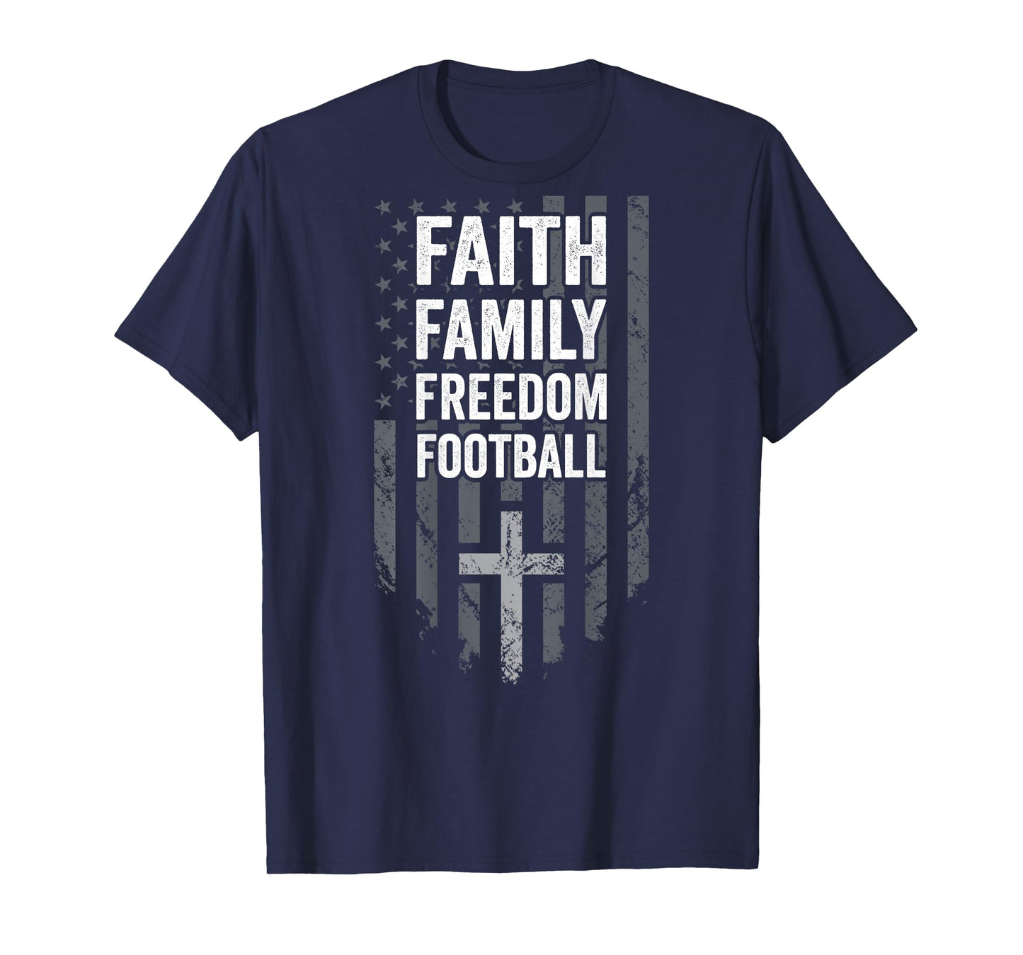 Faith Family Freedom Football - USA Cross Flag - ON BACK T-Shirt