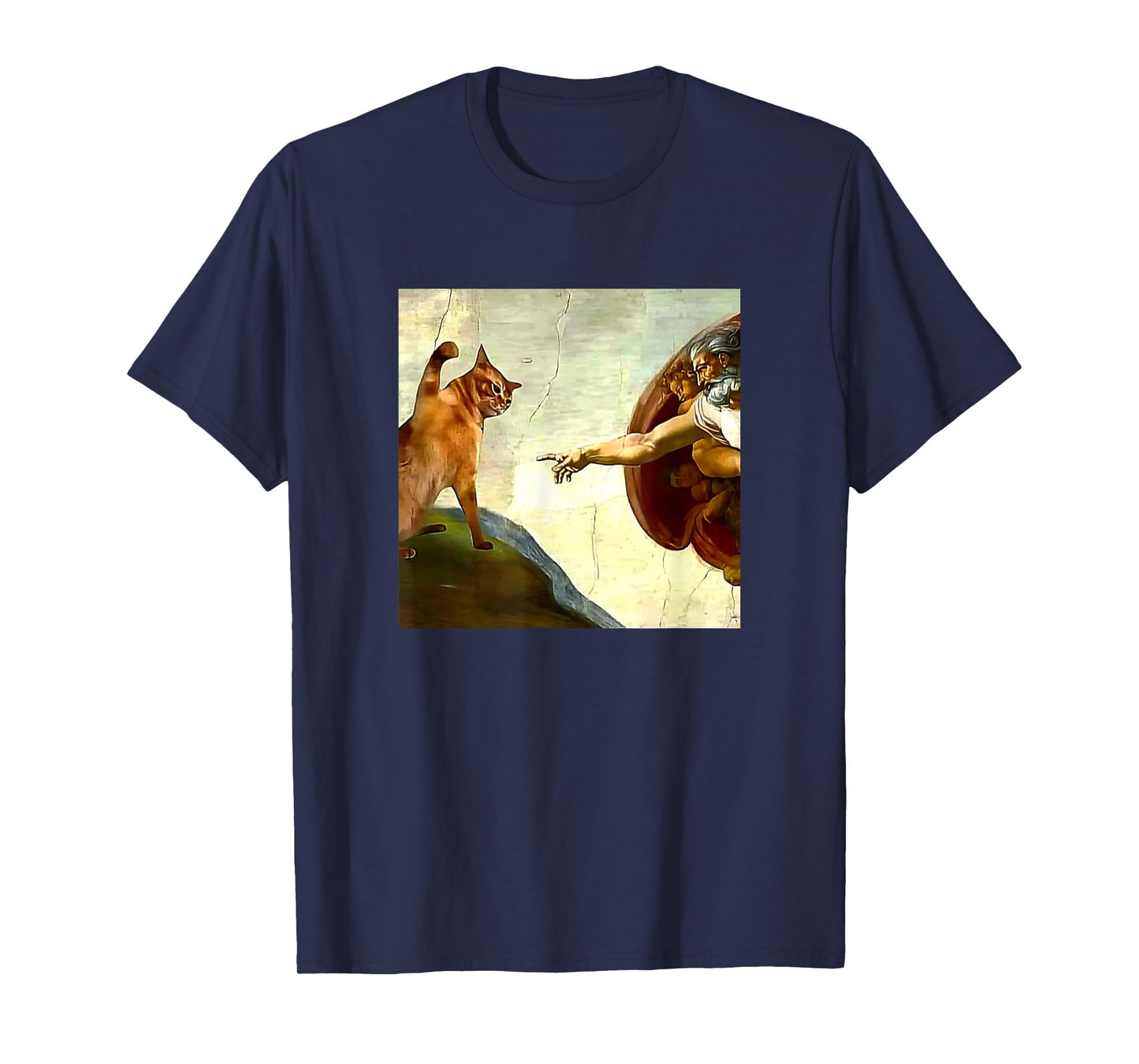 Funny Cat God Creation of Adam Meme Jesus Christian T-Shirt