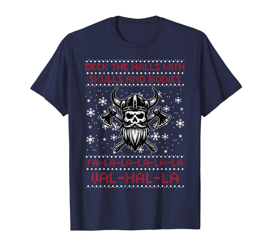 Christmas Viking Valhalla Ugly Xmas Men Women Boys Kids T-Shirt