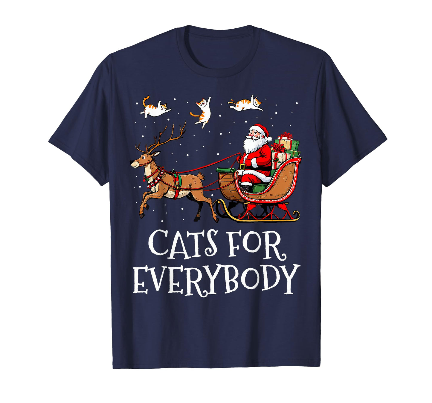 Cats For Everybody Christmas Cat Funny Xmas Women Santa T-Shirt