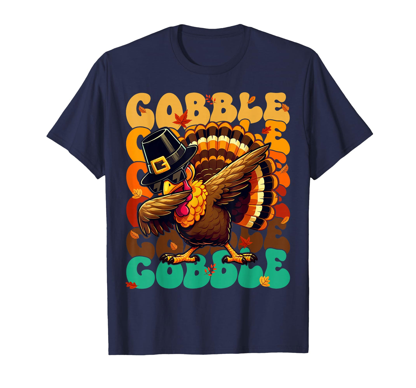 Thanksgiving Dabbing Turkey Gobble Gobble Pilgrim Boys Kids T-Shirt