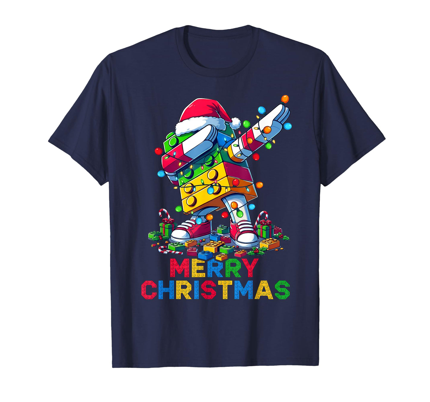 Merry Christmas Master Builder Block Brick Dabbing Costume T-Shirt