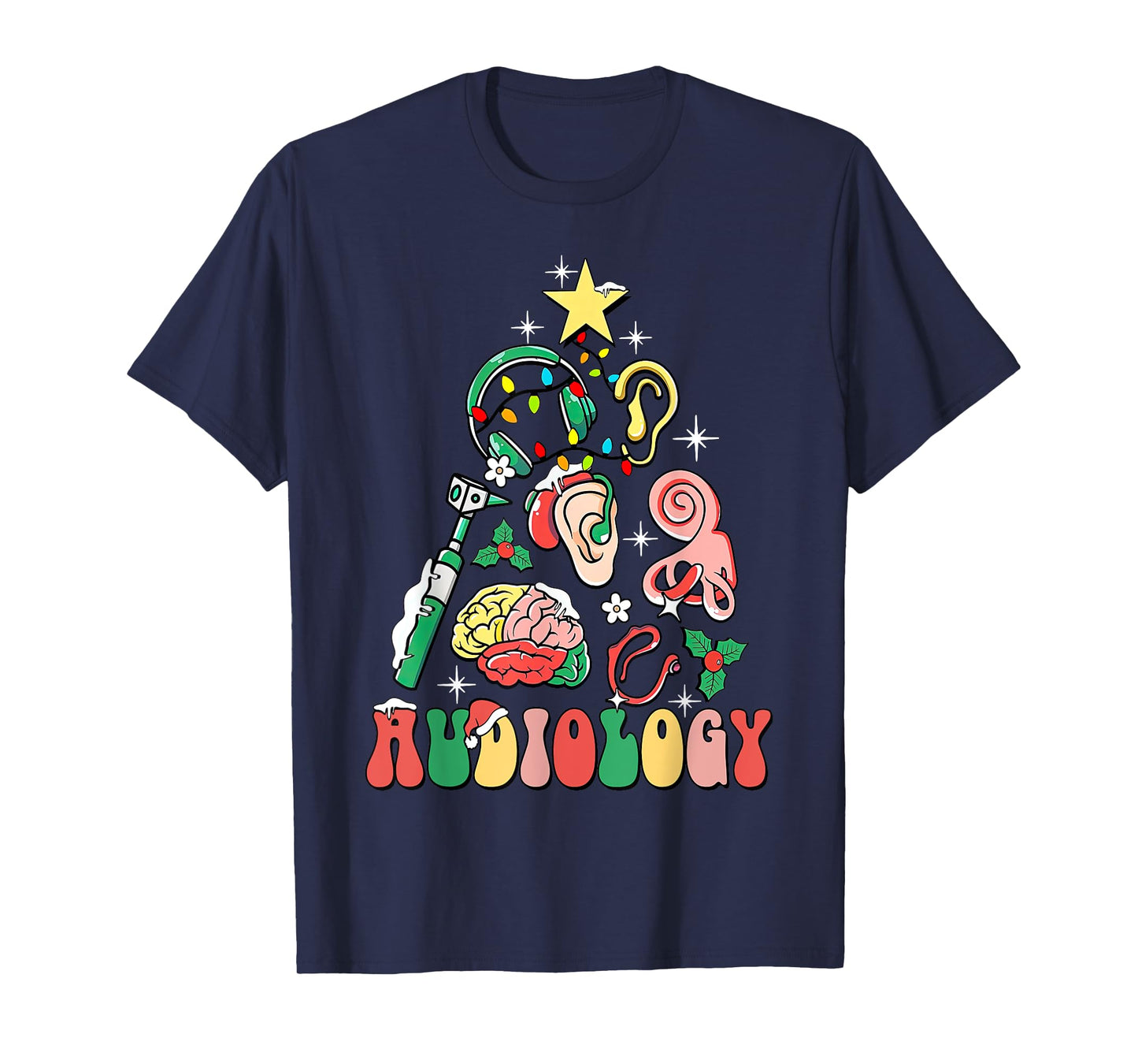 Audiology Christmas Tree Audiologist Squad Healthcare Worker T-Shirt