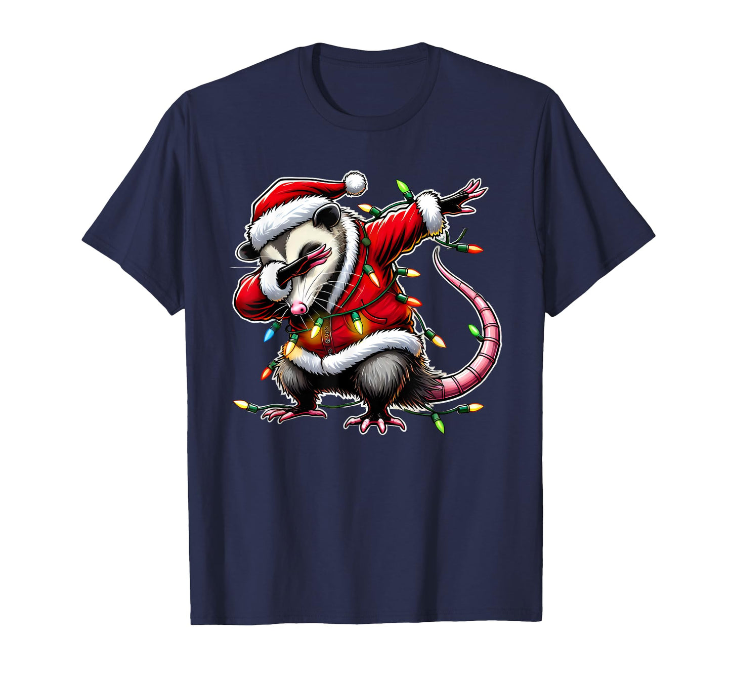 Christmas Santa Costume Dabbing Opossum Xmas Lights Kids Dab T-Shirt