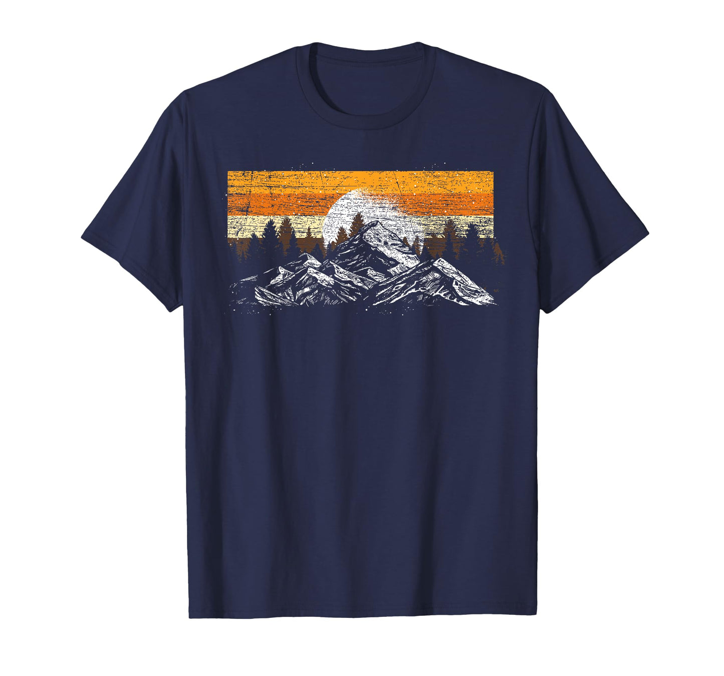 Moonlight Nature Trees Mountains Retro Hiking Forest T-Shirt