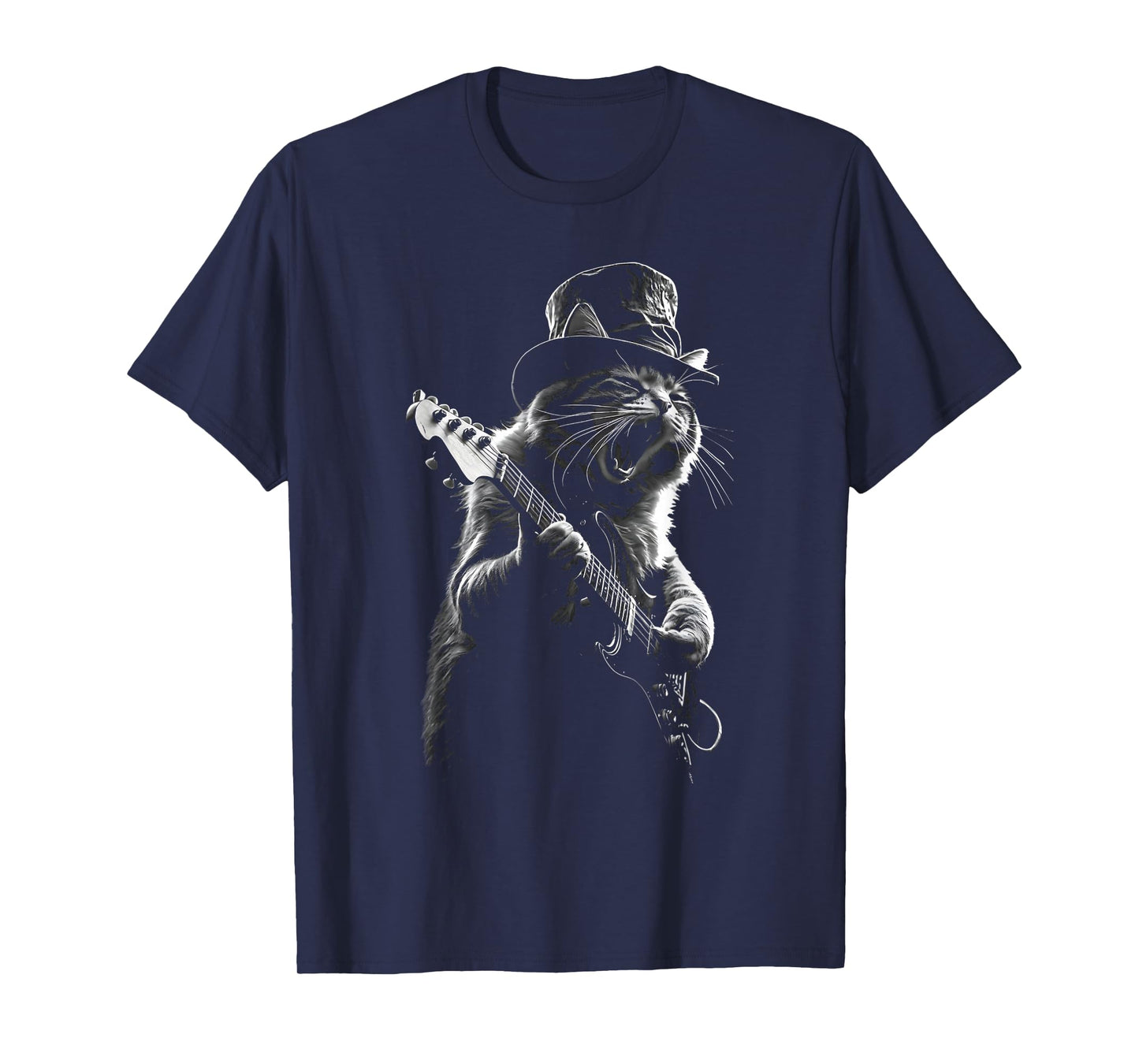Rock Star Cat Playing Guitar Graphic T-Shirt