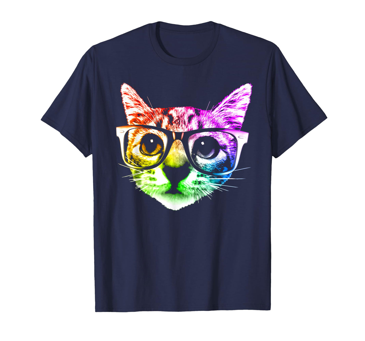 Rainbow Kitty Cat with Glasses by ROBOTFACE T-Shirt