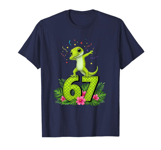 Six Seven Meme Dabbing Baby Gecko 67 Funny Gen Z Apha T-Shirt