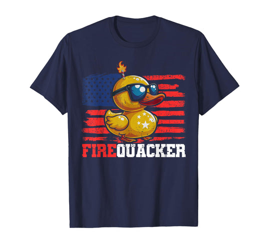 Firequacker Duck 4th of July Patriotic Day USA Flag Funny T-Shirt