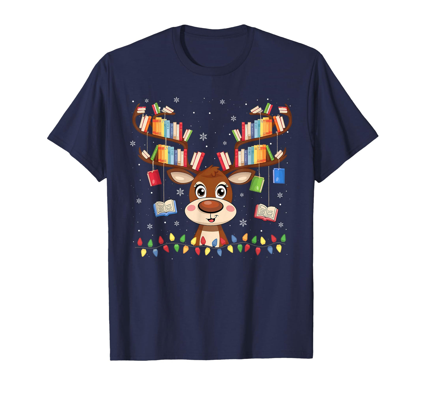 Christmas Librarian Reindeer Matching Family Book Lover Xmas T-Shirt