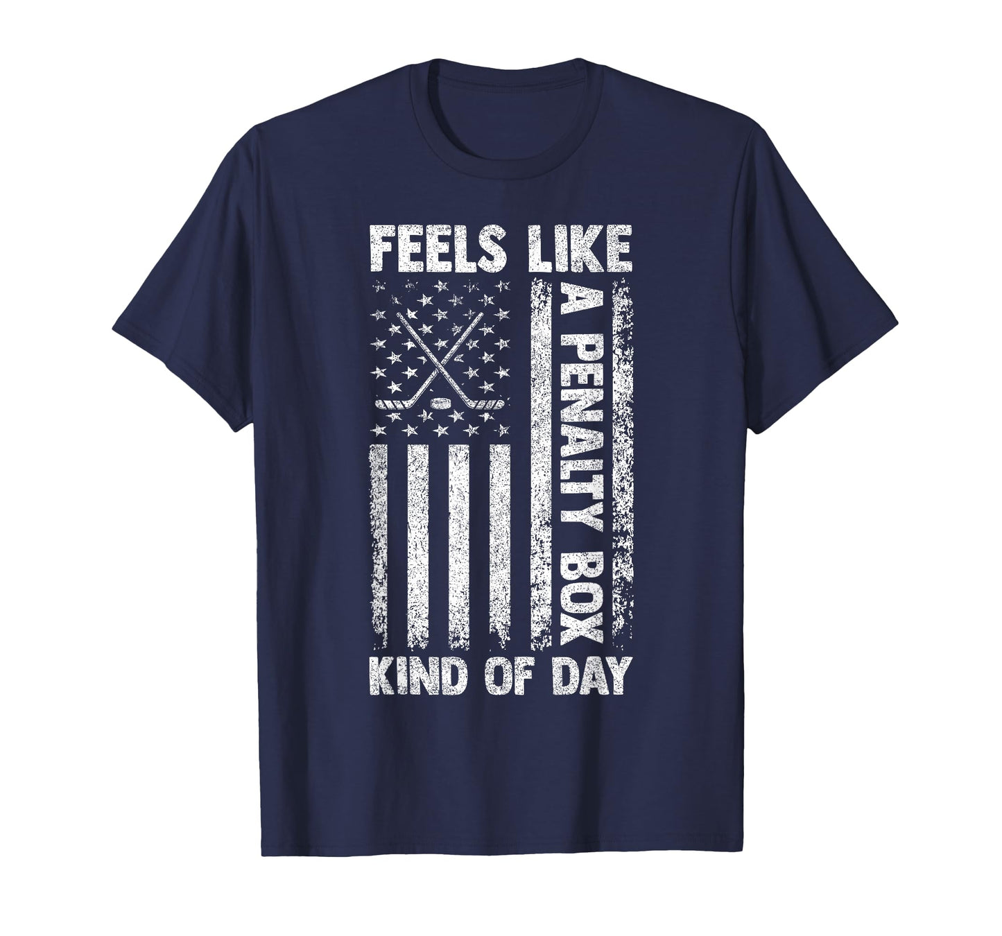 Feels Like A Penalty Box Kind of Day Hockey Vintage USA Flag T-Shirt