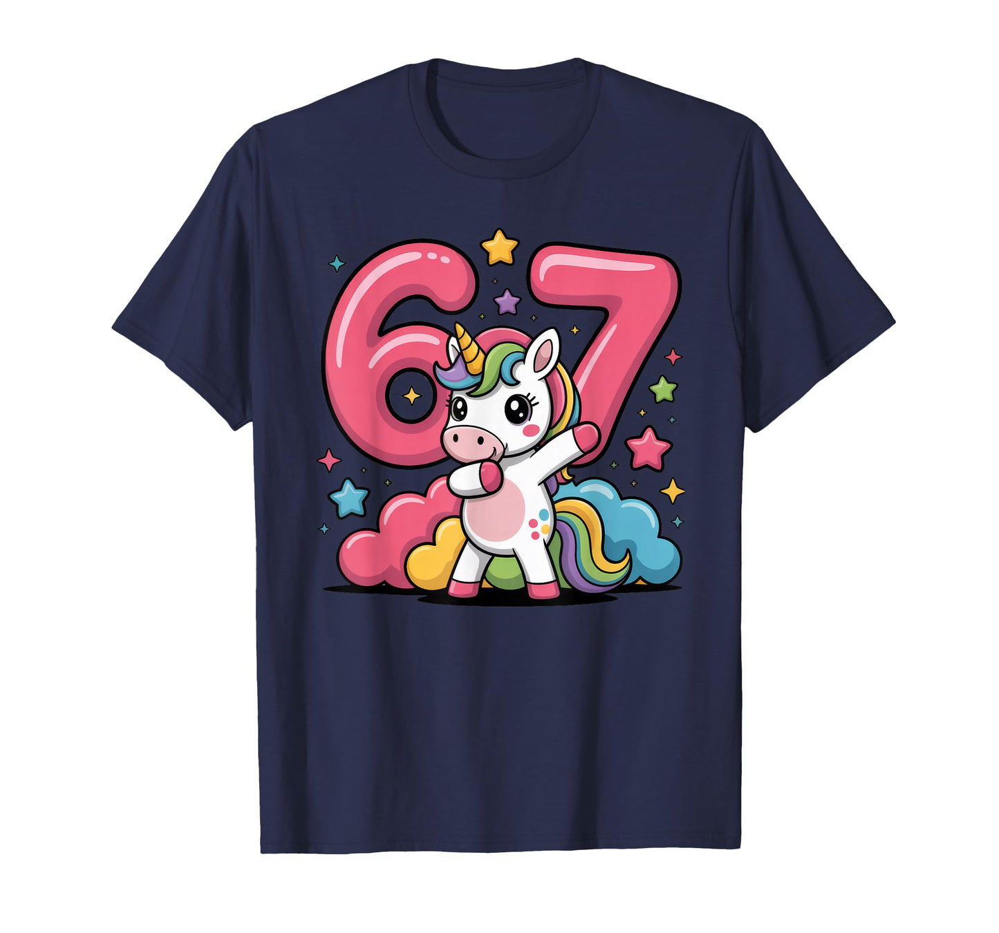 Unicorn 67 Meme Six Seven Funny Dabbing T-Shirt