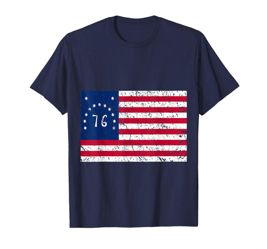Bicentennial '76 Vintage Look Bennington Flag T Shirt T-Shirt