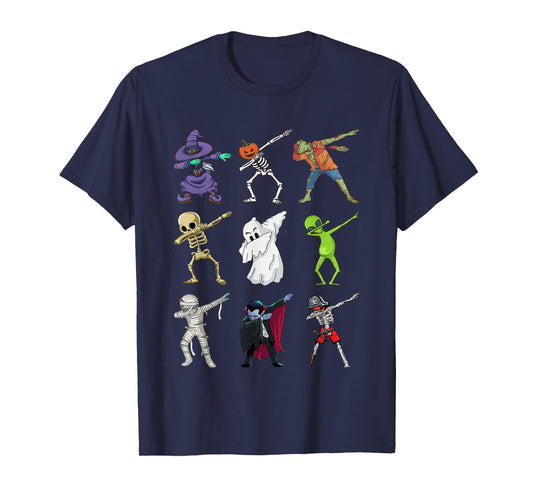 Halloween Dabbing Skeleton Witch Vampire Mummy Zombie Pirate T-Shirt