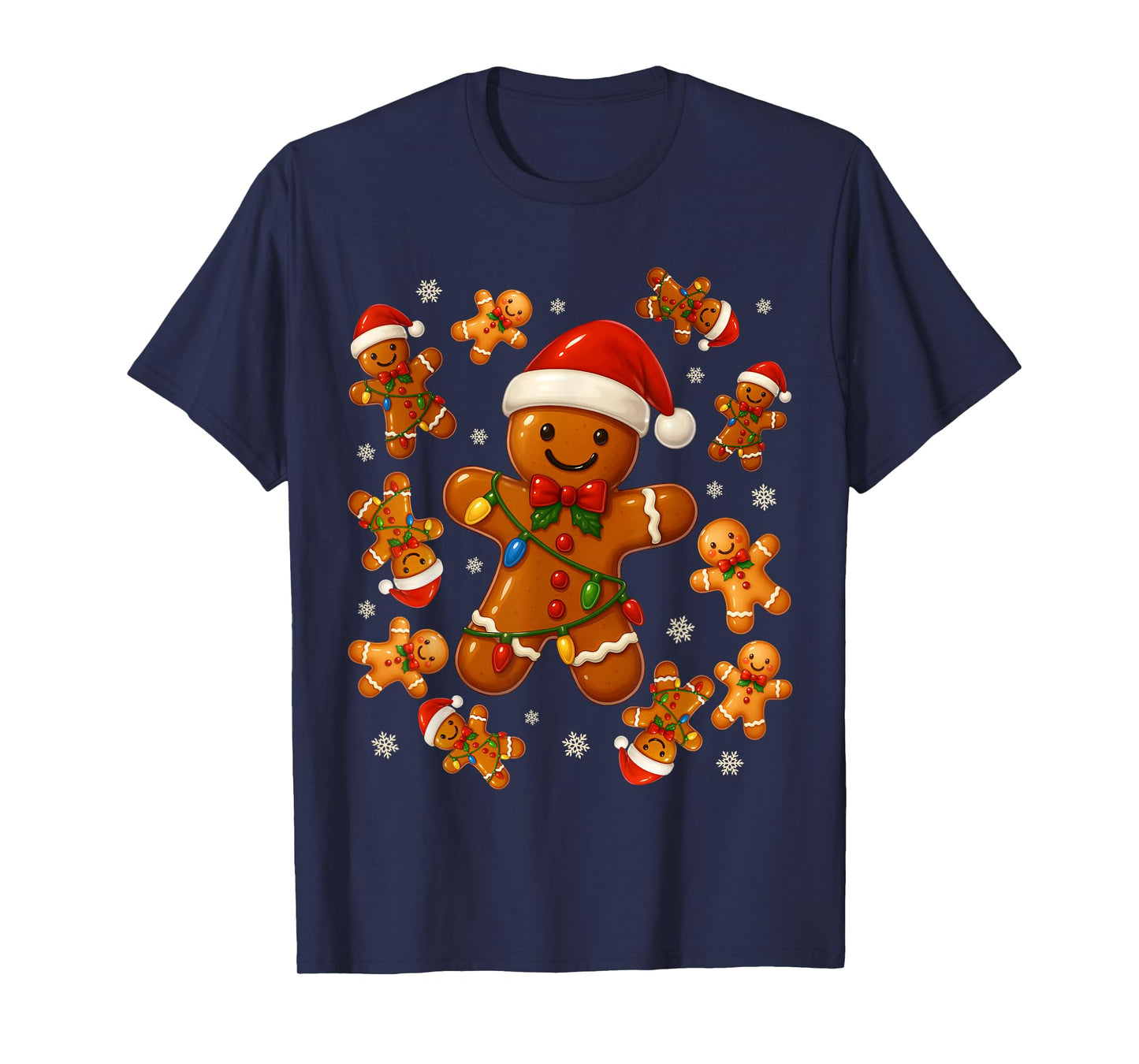 Cute Gingerbread Snowflake Christmas Xmas Kids Boys Girls T-Shirt