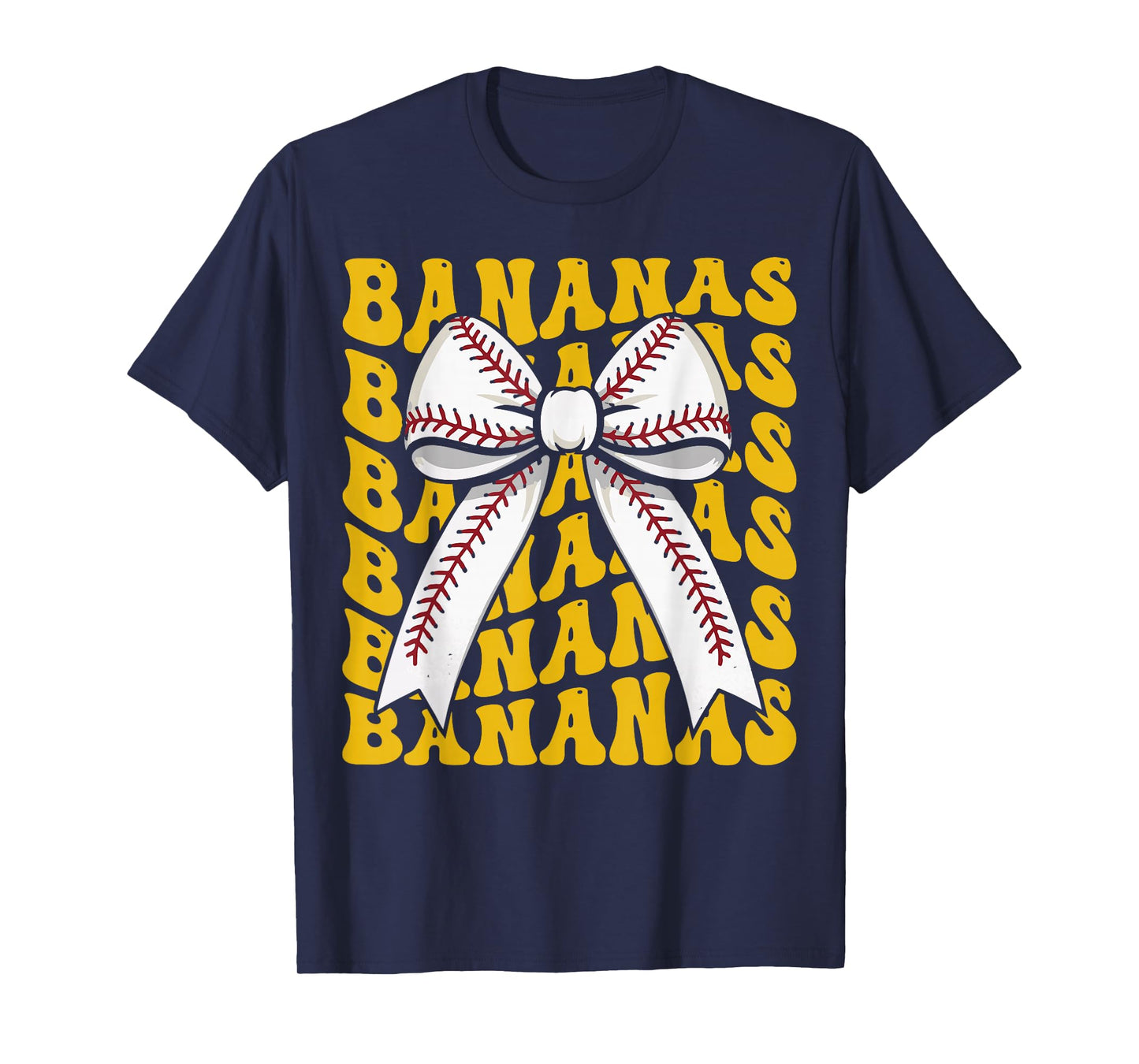 Retro Bananas Last Name Coquette Bow Women Kids Girls T-Shirt