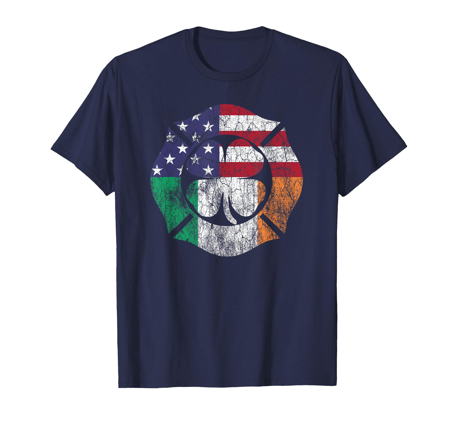 Firefighter St Patricks Day Irish American Flag Shamrock Women Men T-Shirt