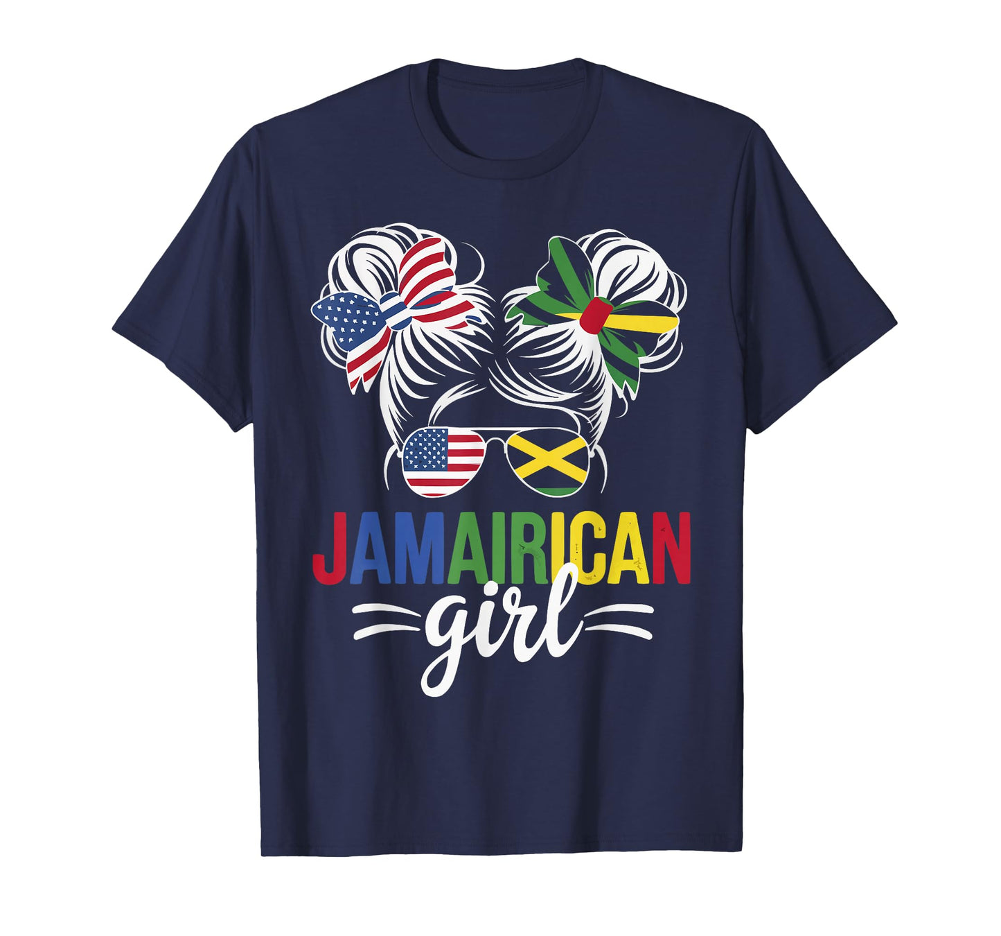 Half American Half Jamaican USA Flag Jamaica America T-Shirt