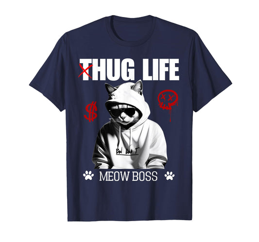 Cute Cat Hug Life Funny Thug Gangster Hiphop Kitten Lovers T-Shirt for Men Women