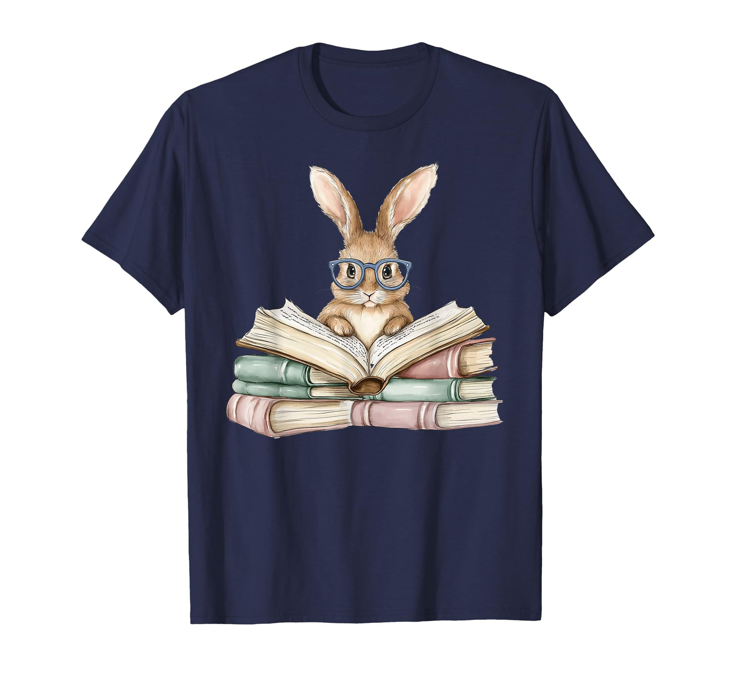 Cute Reading Bunny Glasses Books Bookworm Reader Teacher T-Shirt