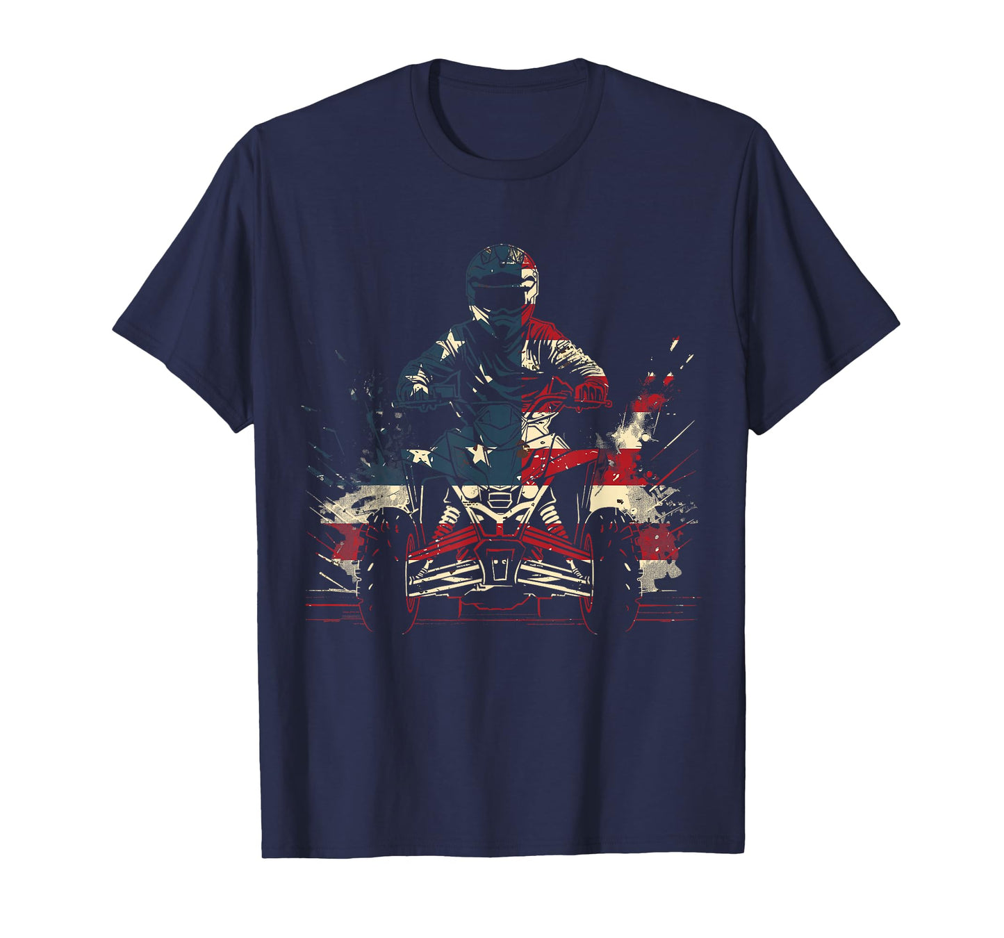 Patriotic ATV Four Wheeler Quad Bike Vintage American Flag T-Shirt