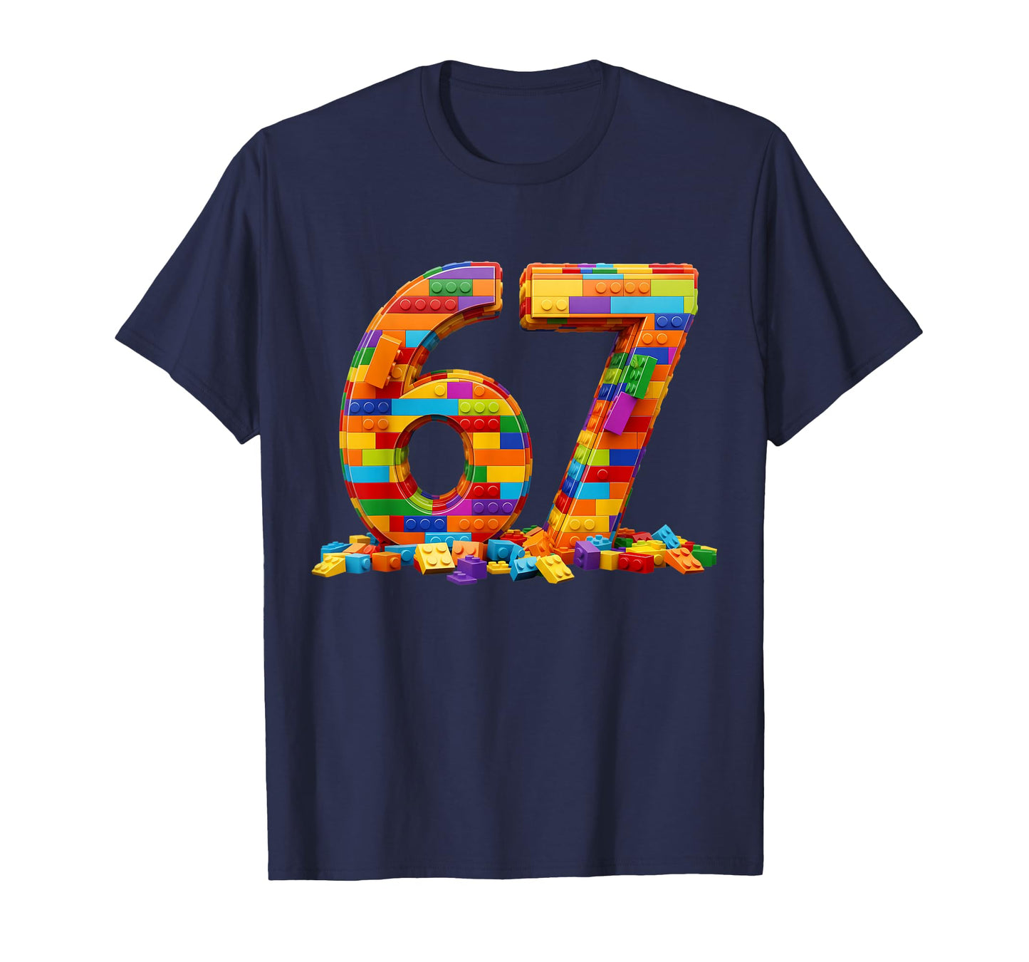 Number 67 Meme Six Seven 6 7 Building Blocks Gen Alpha Slang T-Shirt
