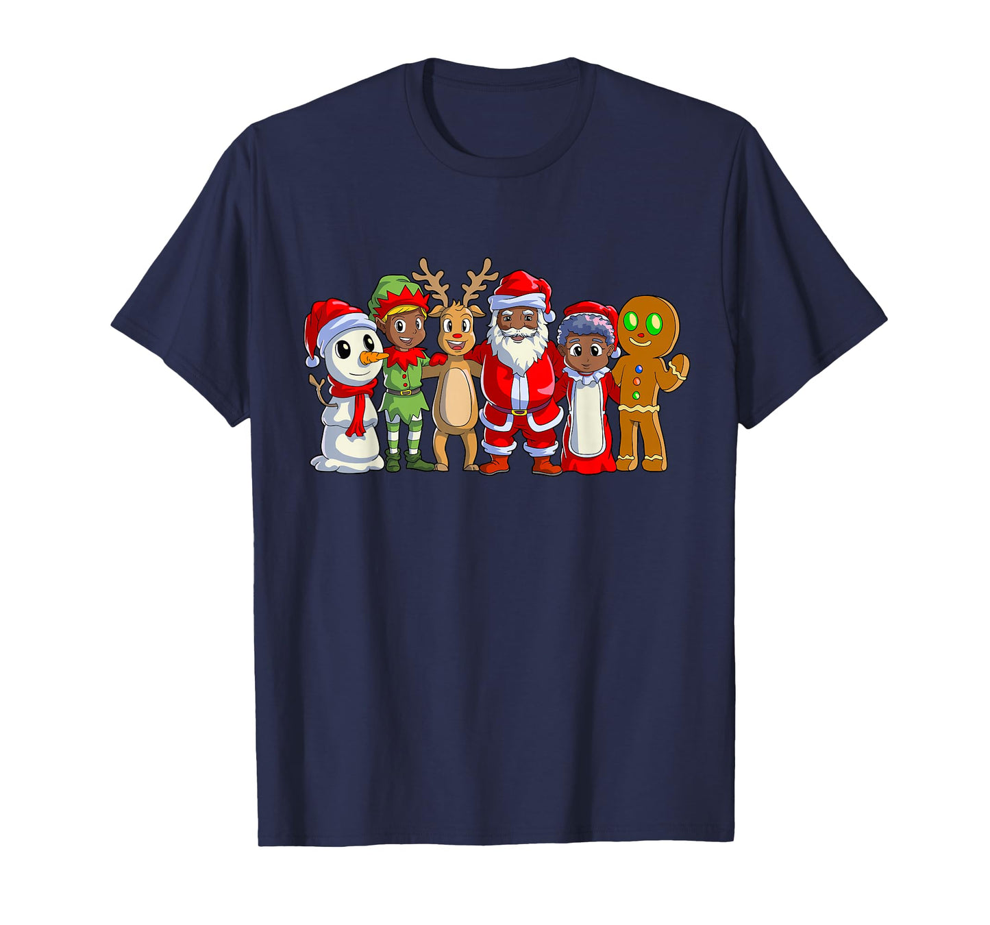 Black Family Christmas Afro African American Santa Xmas T-Shirt