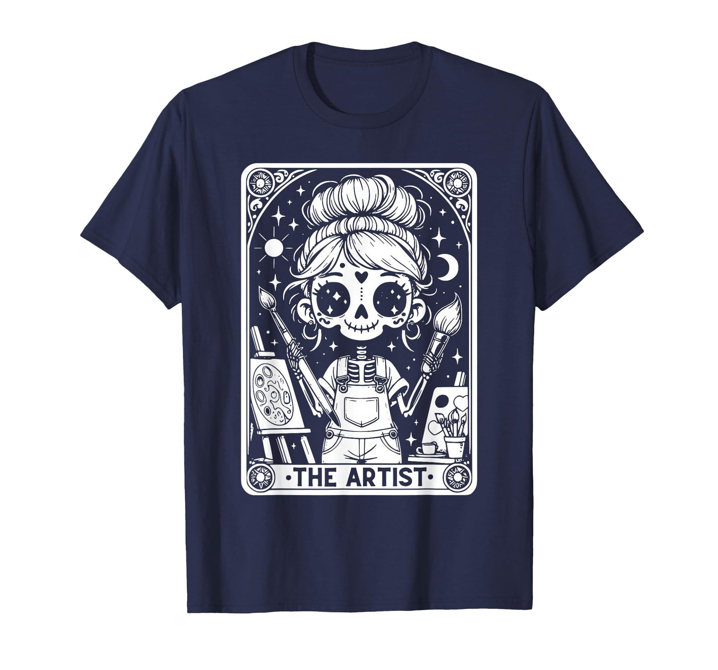 Artist Tarot Card Skeleton Painter Art Teacher Witchy T-Shirt
