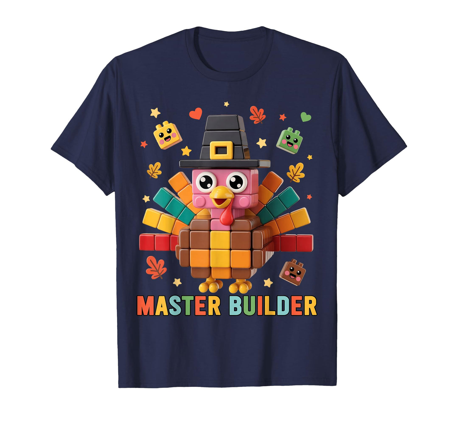 Thanksgiving Turkey Pilgrim Brick Building Blocks Builder T-Shirt