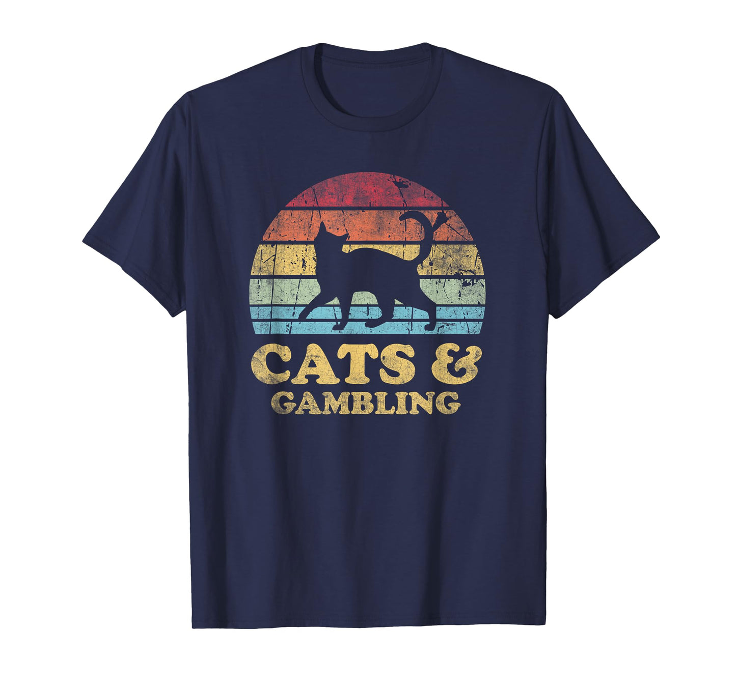 Funny Cats Gambling Vintage Distressed Retro Hobby T-Shirt
