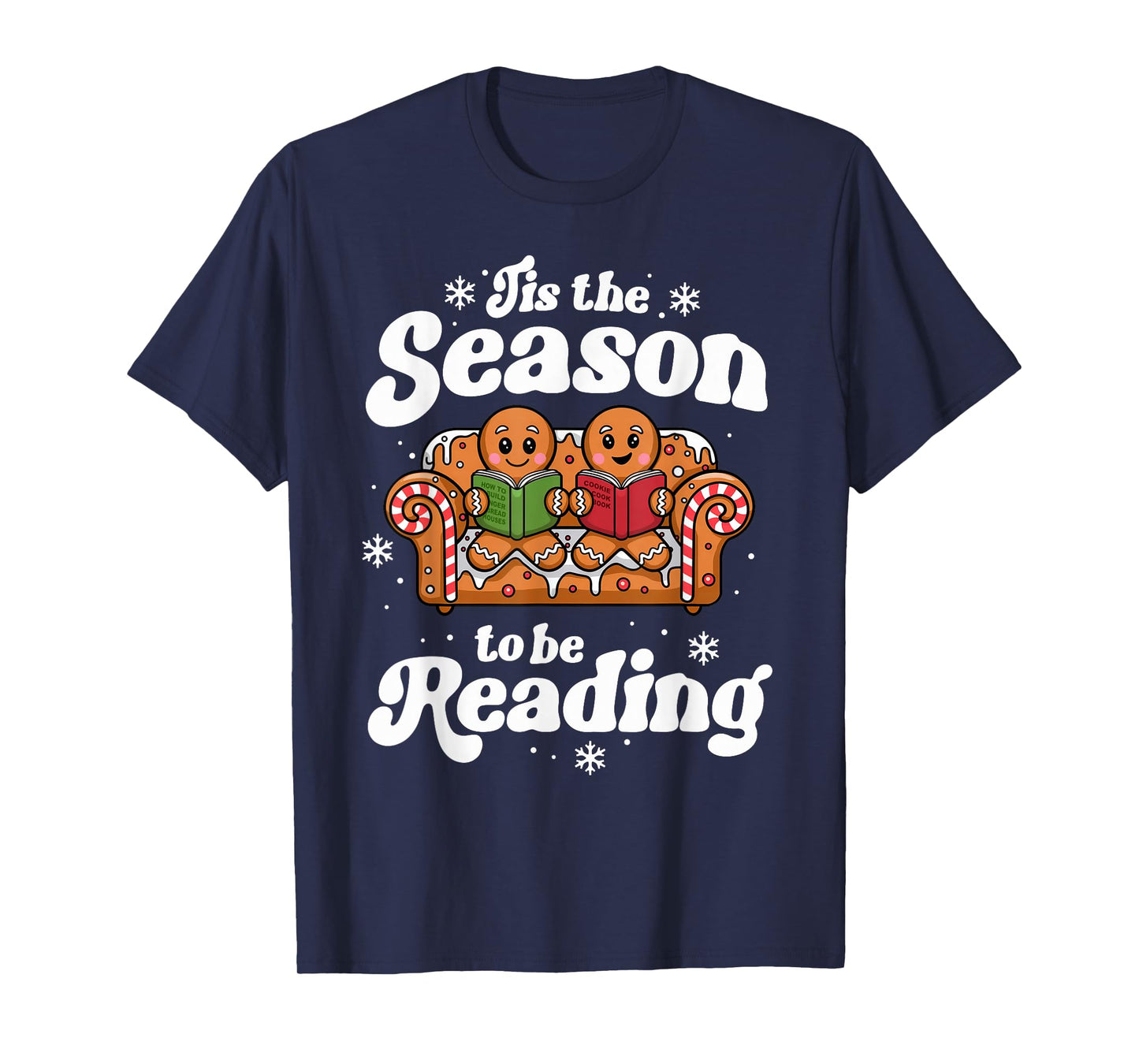 Christmas Book Lover Gingerbread Library Reading Bookaholic T-Shirt