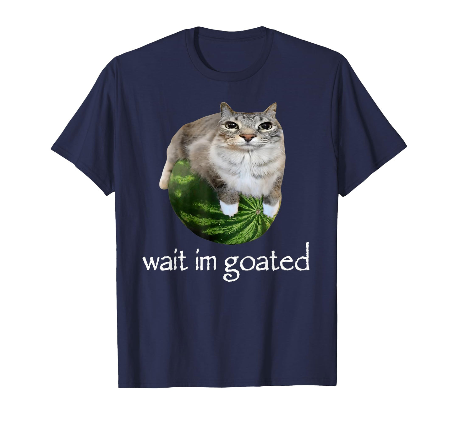 Wait I'm Goated Cat Meme Funny Watermelon Silly Cat Humor T-Shirt
