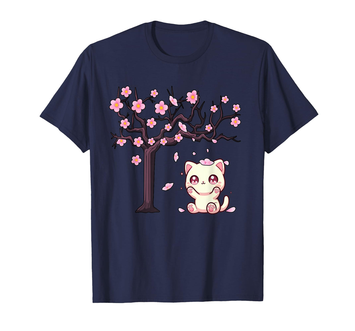 Japanese Kawaii Cat Lover Cat Owner Cherry Blossom Flowers T-Shirt
