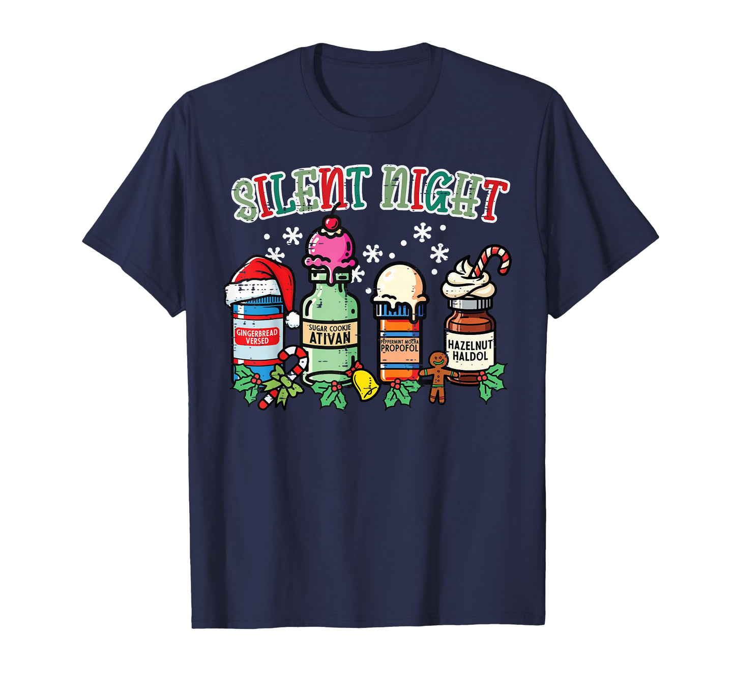 Christmas Nurse Silent Night Propofol Xmas Scrub Top Women T-Shirt