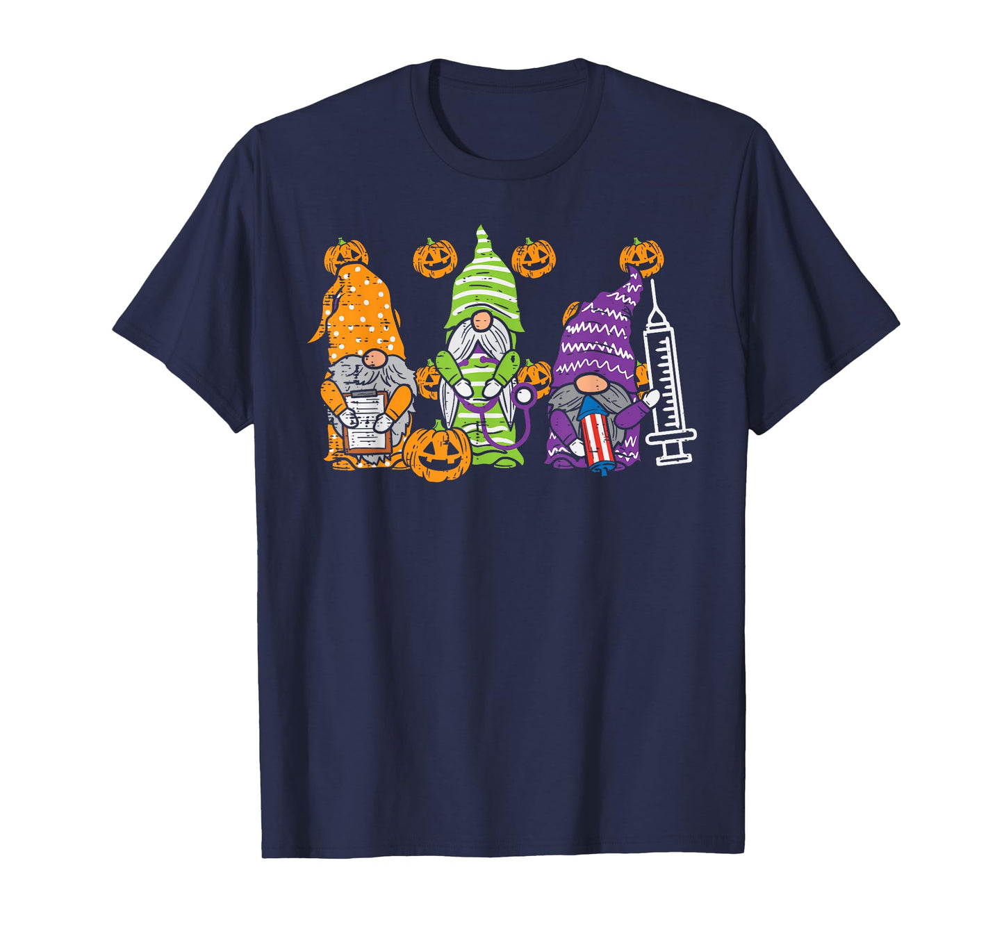 3 Halloween Gnome Nurses Funny Costume Nursing Men Women T-Shirt