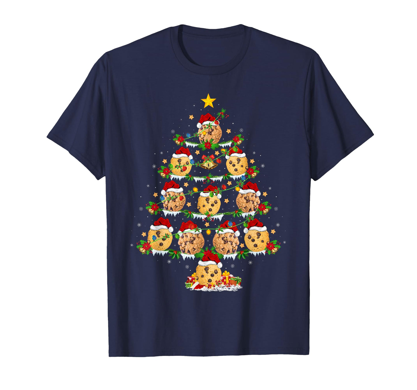 Cookie Biscuit Christmas Tree Lights Funny Cookies Xmas T-Shirt