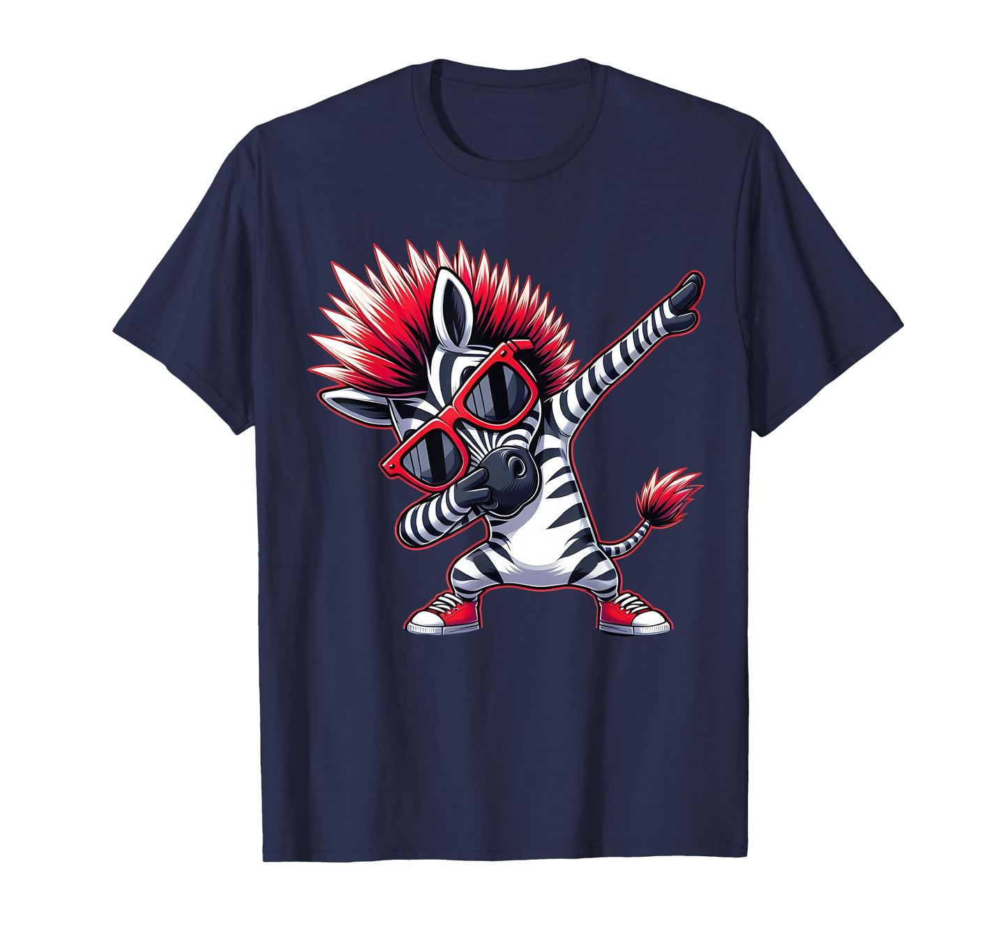 Funny Dabbing Zebra With Sunglasses Cool Animal Funny Zebra T-Shirt
