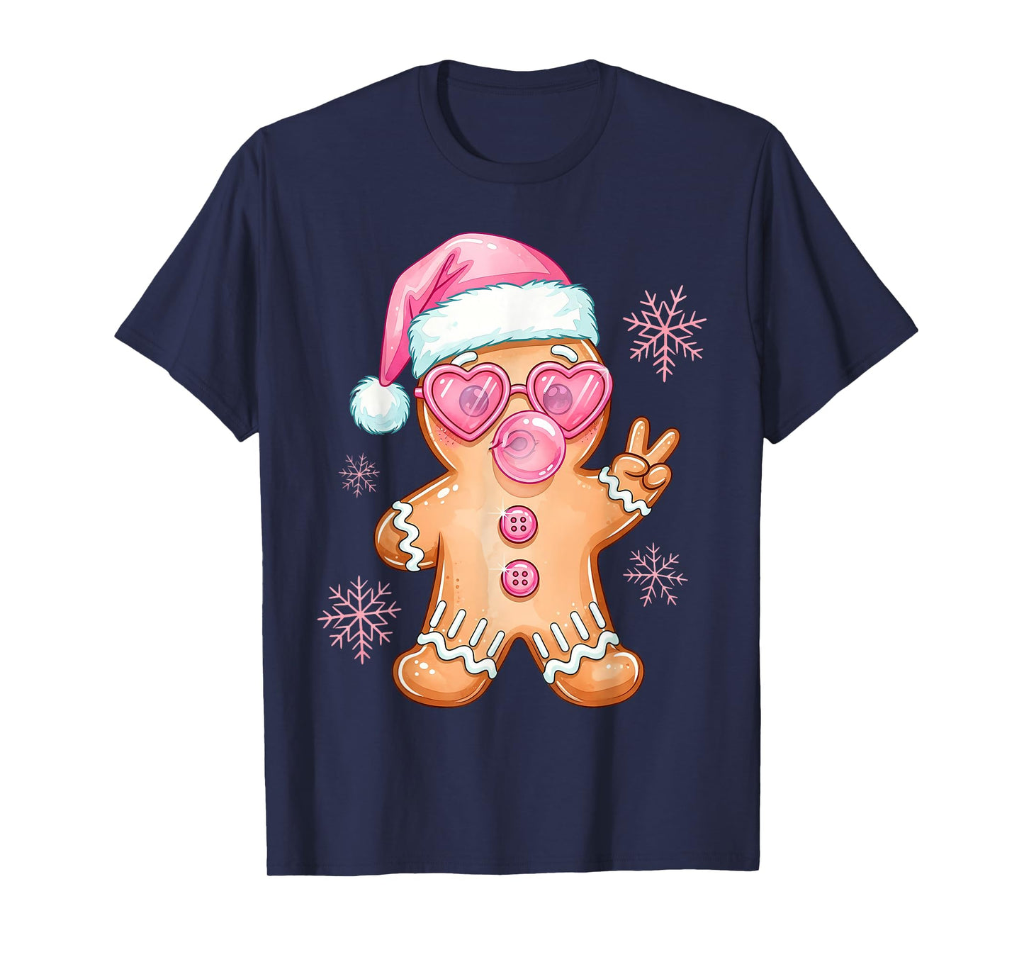 Cool Gingerbread Girl Christmas Bubblegum T-Shirt
