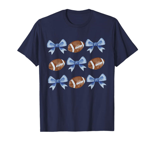 Coquette Football Bow Football Mom Game Day Women Girls Kids T-Shirt